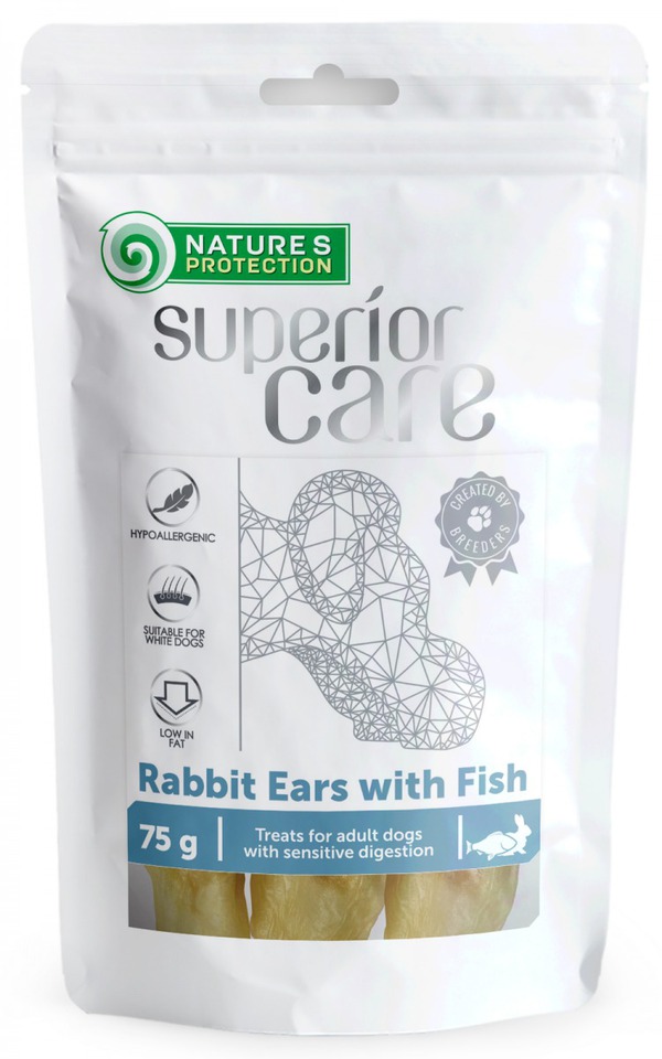 natures protection superior care - priboljski za bele pse - zajcja usesa z ribo